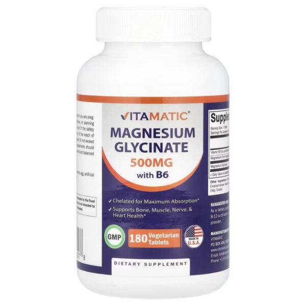MAGNESIUM GLYCINATE - 500 MG | 180 CÁPSULAS - VITAMATIC